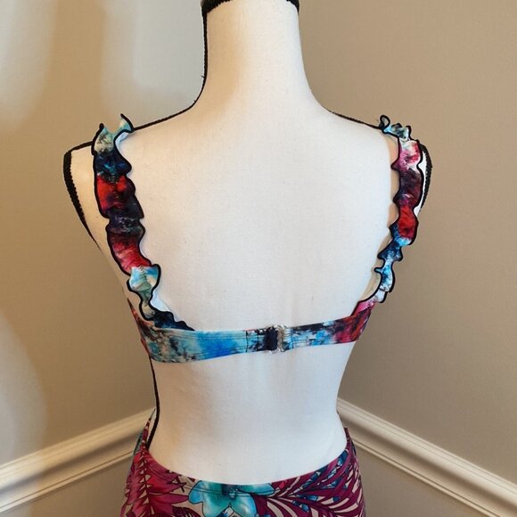 Tie Dye Frilly Bikini Top Size Large - Picture 2 of 6